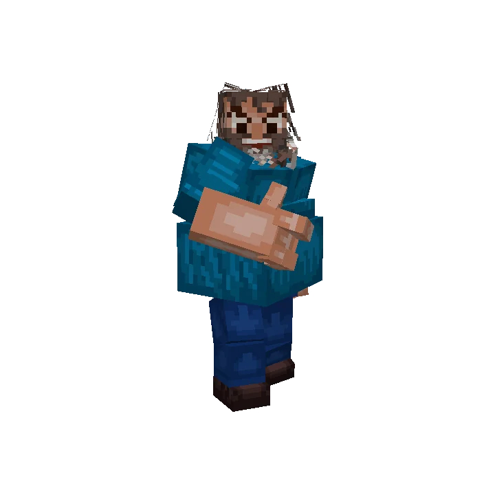 Personaje animado de cabello castaño y ropa azul